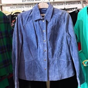 Coldwater Creek Blue Leather Jacket (pics # 1 and 3 are true to color)